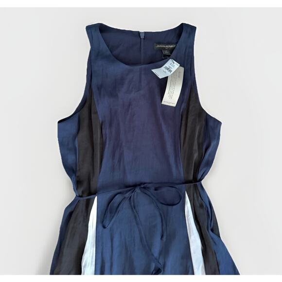 NWT Banana Republic Color Block Panel Maxi Dress Sz 2 P Blue Black White Satin - Picture 6 of 10